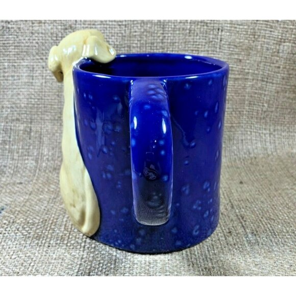 Golden Retriever 3D Mug Blue Speckled Coffee Mug with Applied Ceramic Dog - Picture 4 of 7